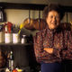 Julia Child at her home in Cambridge, Massachusetts.